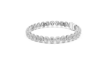 Gold Emerald-Cut Diamond Tennis Bracelet – Halo Luxury Design