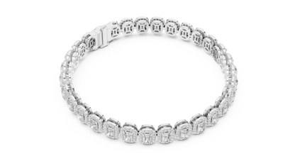Gold Emerald-Cut Diamond Tennis Bracelet – Halo Luxury Design