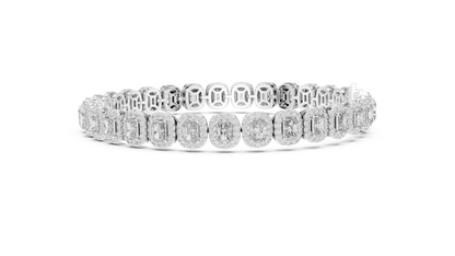 Gold Emerald-Cut Diamond Tennis Bracelet – Halo Luxury Design
