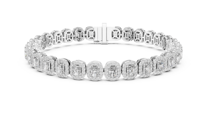 Gold Emerald-Cut Diamond Tennis Bracelet – Halo Luxury Design