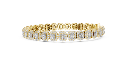 Gold Emerald-Cut Diamond Tennis Bracelet – Halo Luxury Design