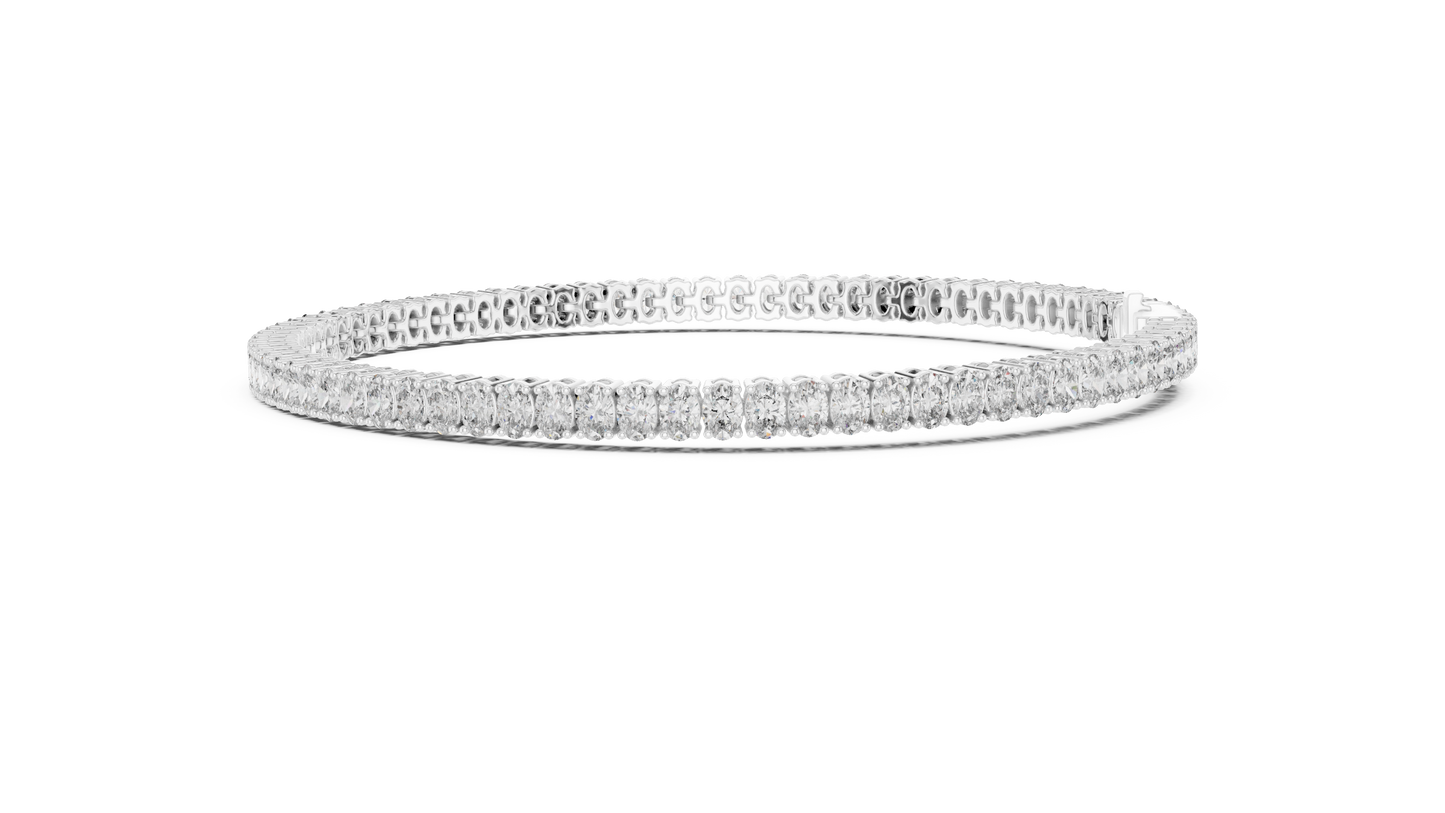 Luxury Lab-Grown Oval Cut Diamond Tennis Bracelet in 14K White Gold