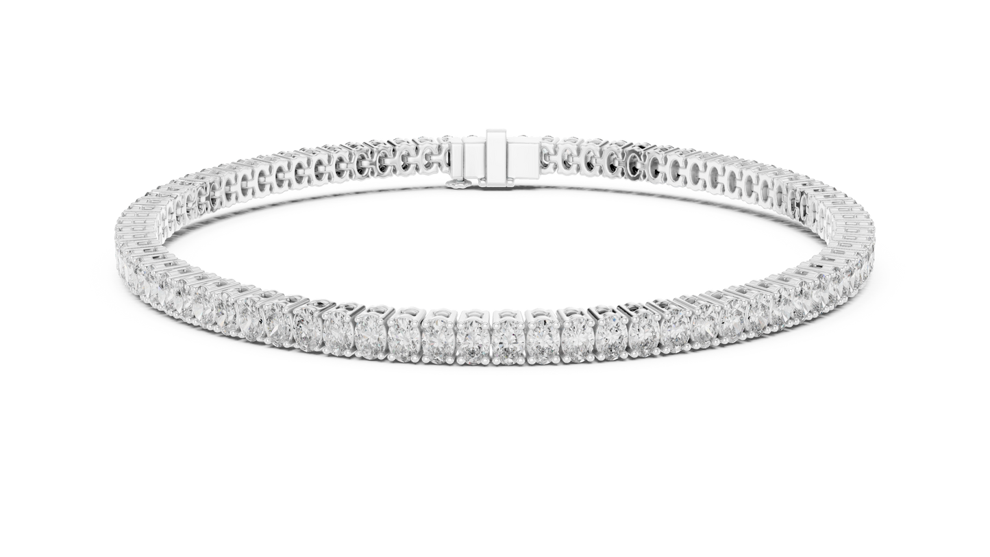 Luxury Lab-Grown Oval Cut Diamond Tennis Bracelet in 14K White Gold