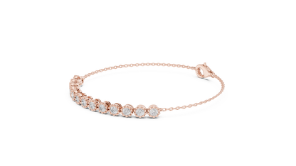 Luxury Lab-Grown Round Diamond Milgrain Bezel Chain Bracelet in 14K Yellow Gold