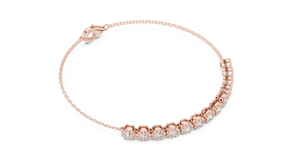 Luxury Lab-Grown Round Diamond Milgrain Bezel Chain Bracelet in 14K Yellow Gold
