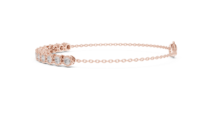 Luxury Lab-Grown Round Diamond Milgrain Bezel Chain Bracelet in 14K Yellow Gold