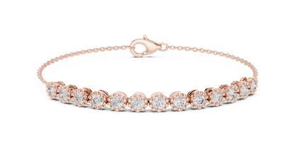 Luxury Lab-Grown Round Diamond Milgrain Bezel Chain Bracelet in 14K Yellow Gold