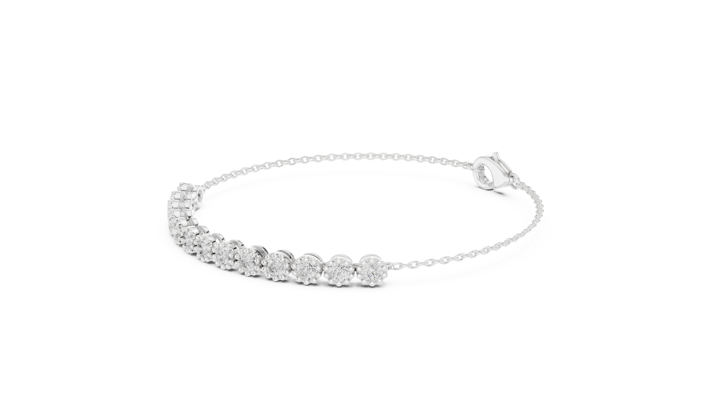 Luxury Lab-Grown Round Diamond Milgrain Bezel Chain Bracelet in 14K Yellow Gold