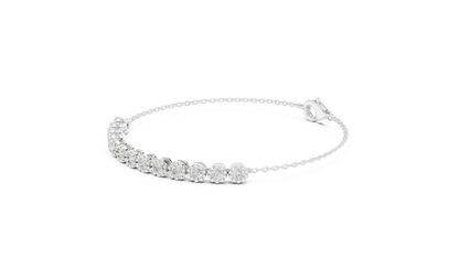 Luxury Lab-Grown Round Diamond Milgrain Bezel Chain Bracelet in 14K Yellow Gold