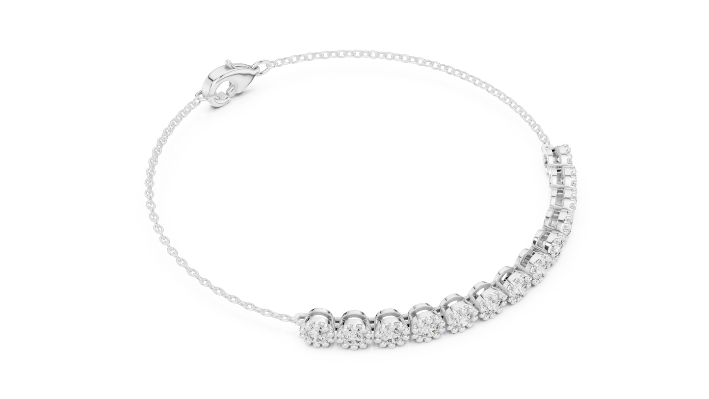 Luxury Lab-Grown Round Diamond Milgrain Bezel Chain Bracelet in 14K Yellow Gold