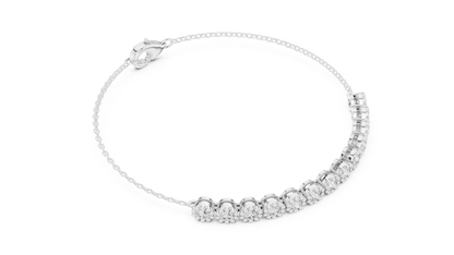 Luxury Lab-Grown Round Diamond Milgrain Bezel Chain Bracelet in 14K Yellow Gold