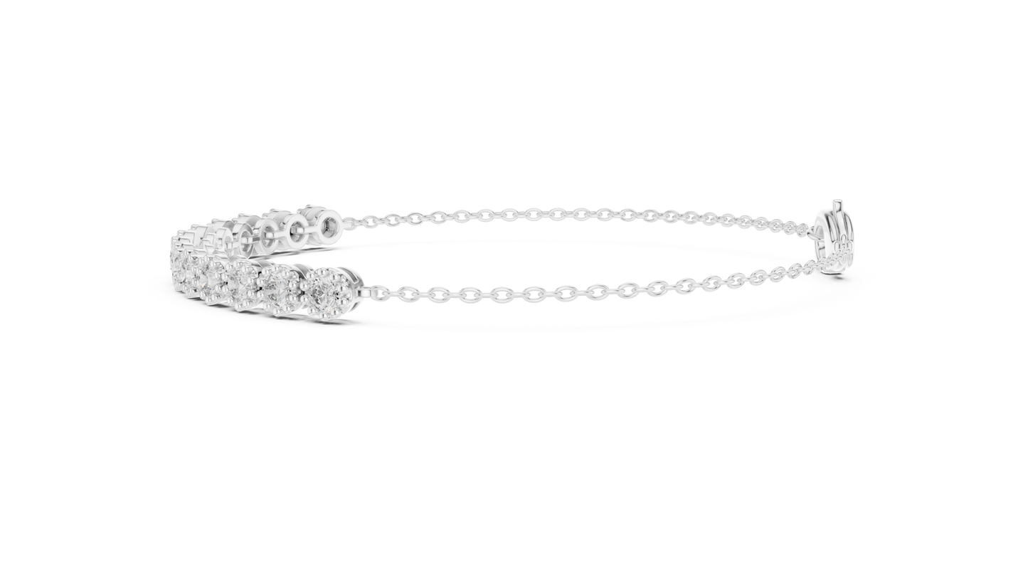 Luxury Lab-Grown Round Diamond Milgrain Bezel Chain Bracelet in 14K Yellow Gold