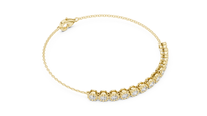 Luxury Lab-Grown Round Diamond Milgrain Bezel Chain Bracelet in 14K Yellow Gold