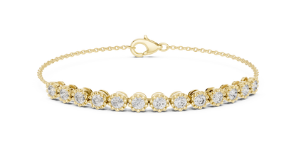 Luxury Lab-Grown Round Diamond Milgrain Bezel Chain Bracelet in 14K Yellow Gold