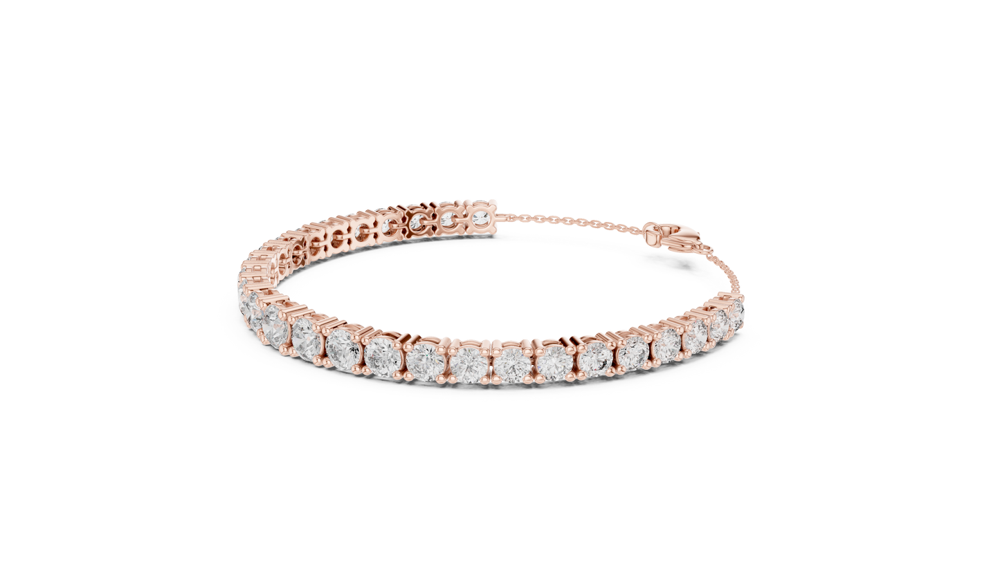Graduated Lab-Grown Round Diamond Tennis Chain Bracelet in 14K Rose Gold