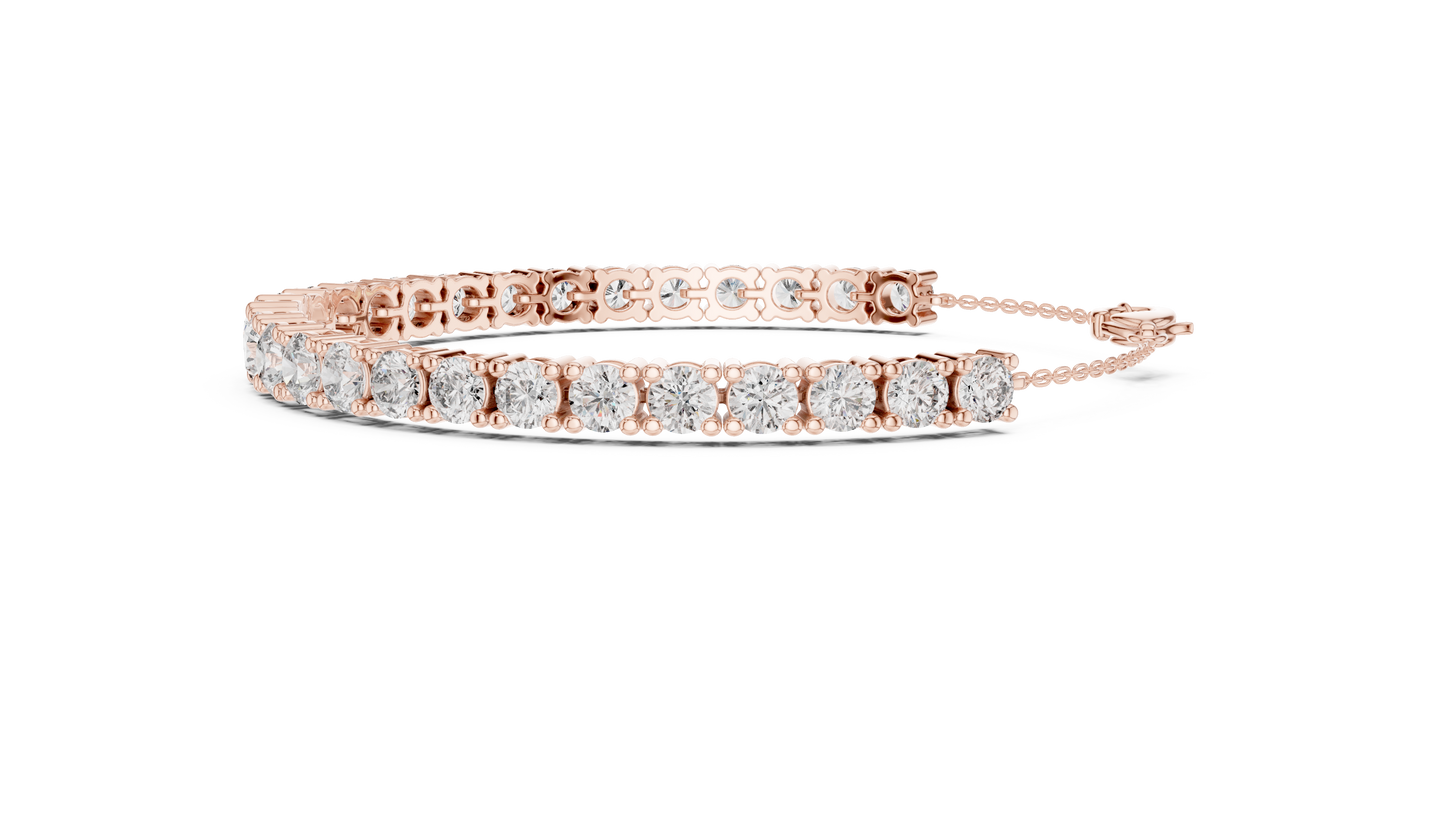 Graduated Lab-Grown Round Diamond Tennis Chain Bracelet in 14K Rose Gold