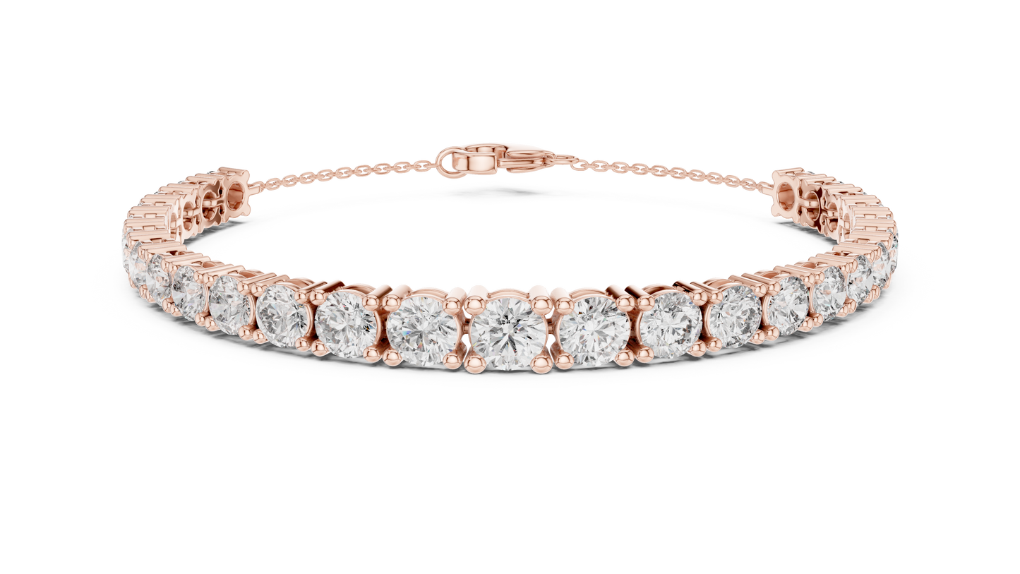 Graduated Lab-Grown Round Diamond Tennis Chain Bracelet in 14K Rose Gold