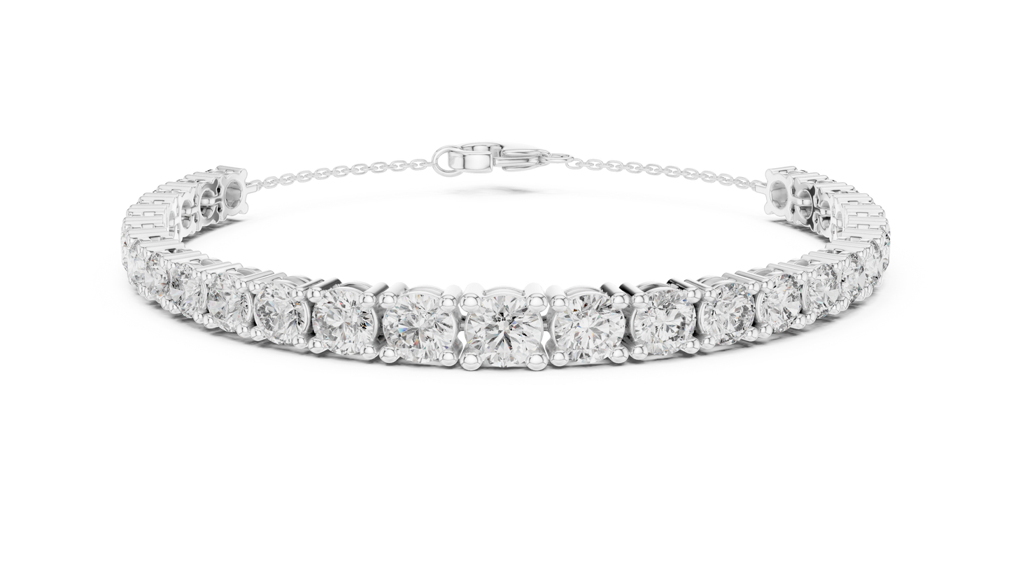 Graduated Lab-Grown Round Diamond Tennis Chain Bracelet in 14K Rose Gold