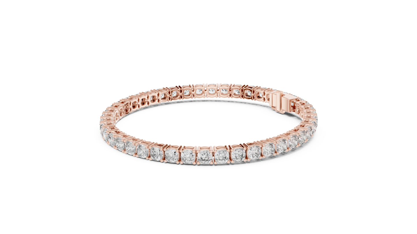 10 Pointer Cushion Cut Lab-Grown Diamond Tennis Bracelet in 14K Yellow Gold