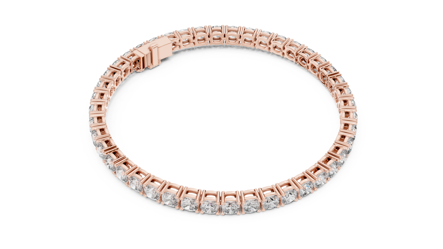 10 Pointer Cushion Cut Lab-Grown Diamond Tennis Bracelet in 14K Yellow Gold