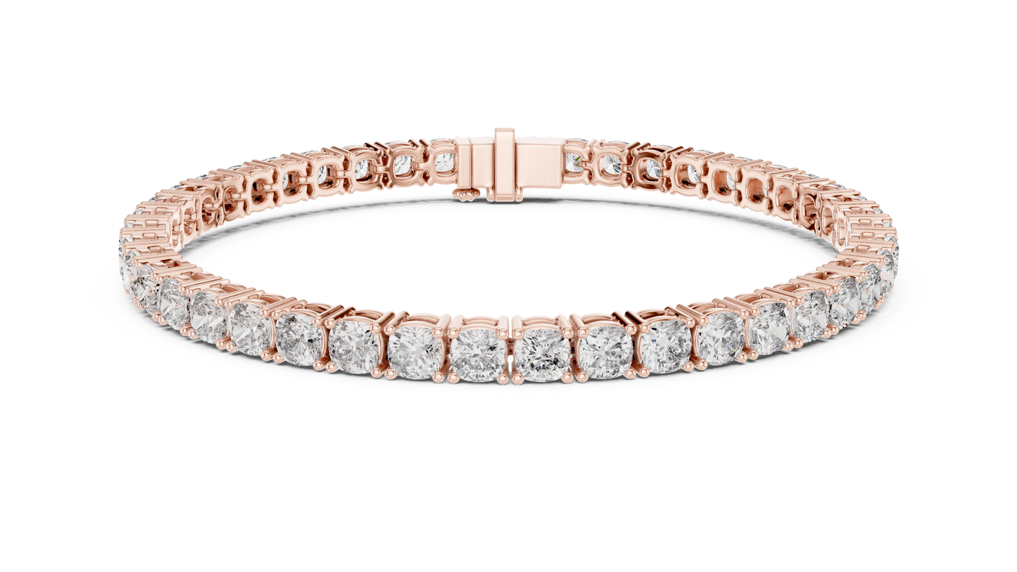 10 Pointer Cushion Cut Lab-Grown Diamond Tennis Bracelet in 14K Yellow Gold