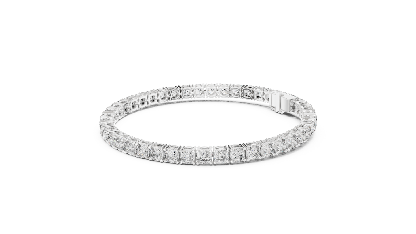 10 Pointer Cushion Cut Lab-Grown Diamond Tennis Bracelet in 14K Yellow Gold