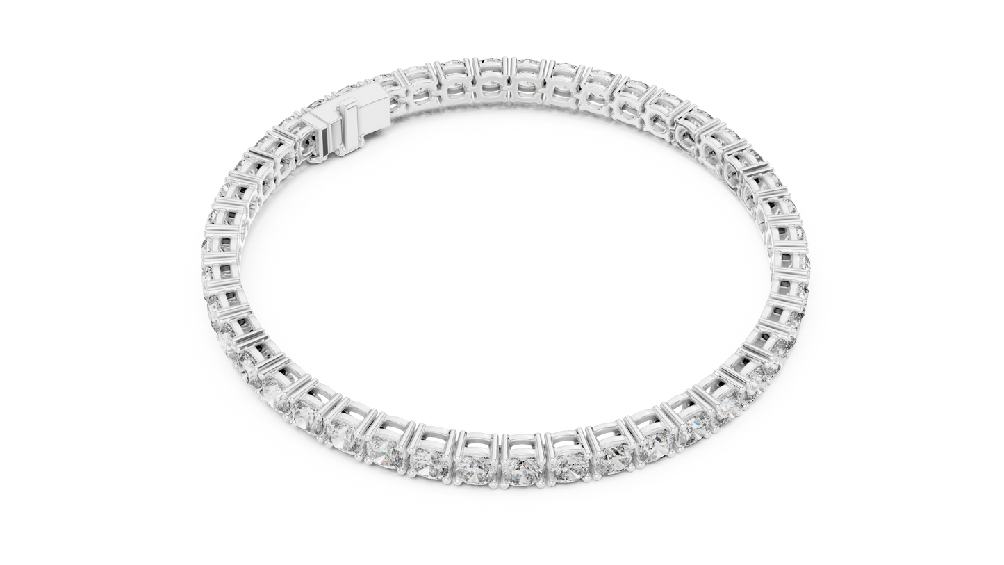 10 Pointer Cushion Cut Lab-Grown Diamond Tennis Bracelet in 14K Yellow Gold