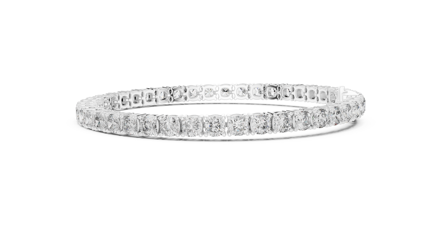 10 Pointer Cushion Cut Lab-Grown Diamond Tennis Bracelet in 14K Yellow Gold
