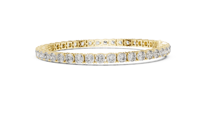 10 Pointer Cushion Cut Lab-Grown Diamond Tennis Bracelet in 14K Yellow Gold