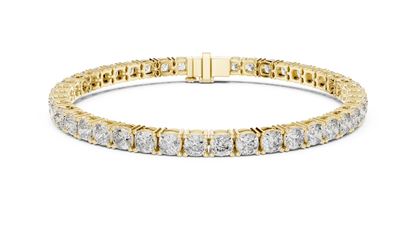 10 Pointer Cushion Cut Lab-Grown Diamond Tennis Bracelet in 14K Yellow Gold
