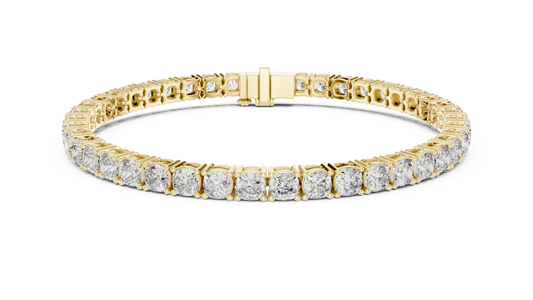 10 Pointer Cushion Cut Lab-Grown Diamond Tennis Bracelet in 14K Yellow Gold