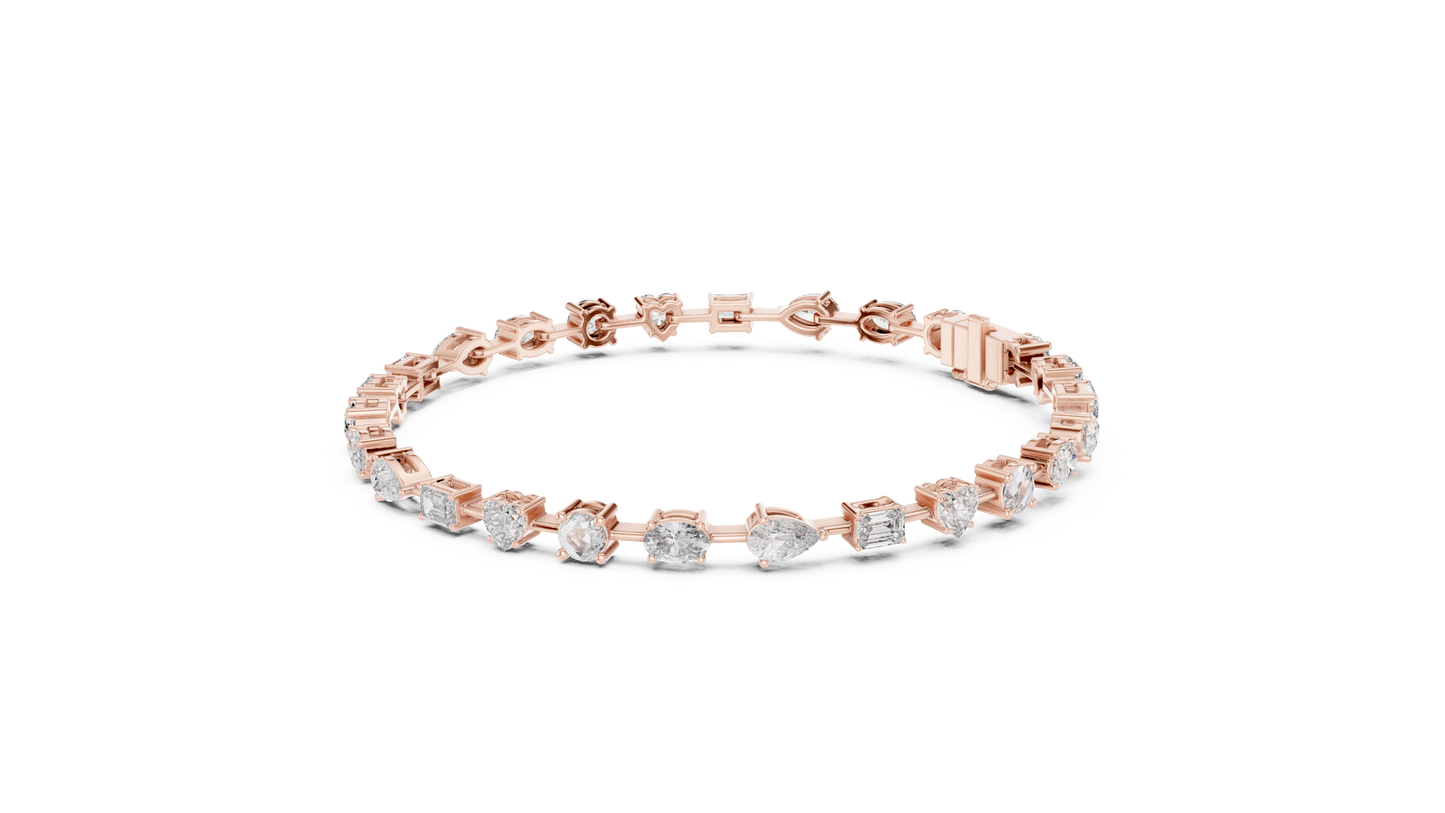 15 Pointer Mixed Shape Lab-Grown Diamond Tennis Bracelet in 14K White Gold