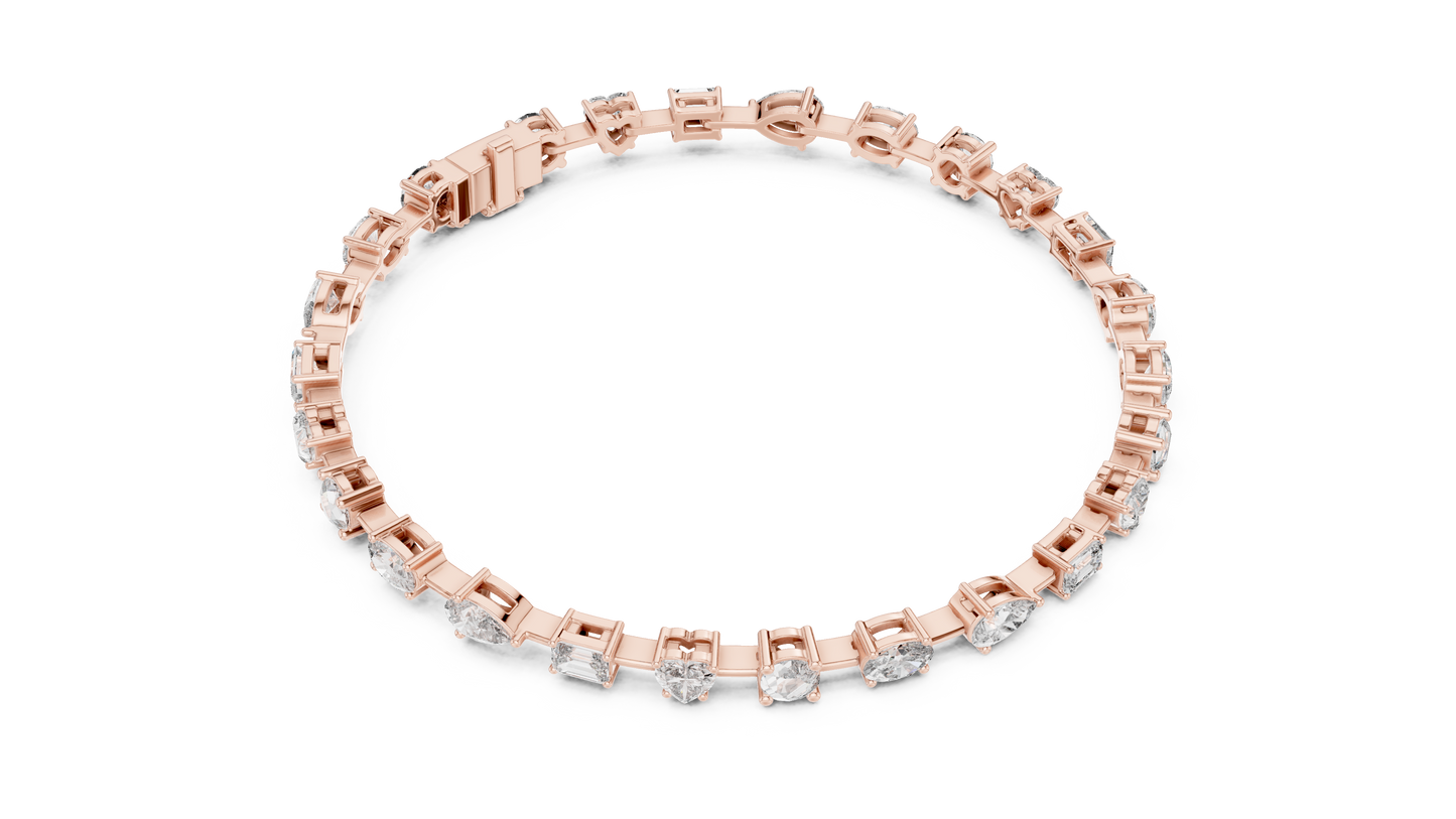15 Pointer Mixed Shape Lab-Grown Diamond Tennis Bracelet in 14K White Gold