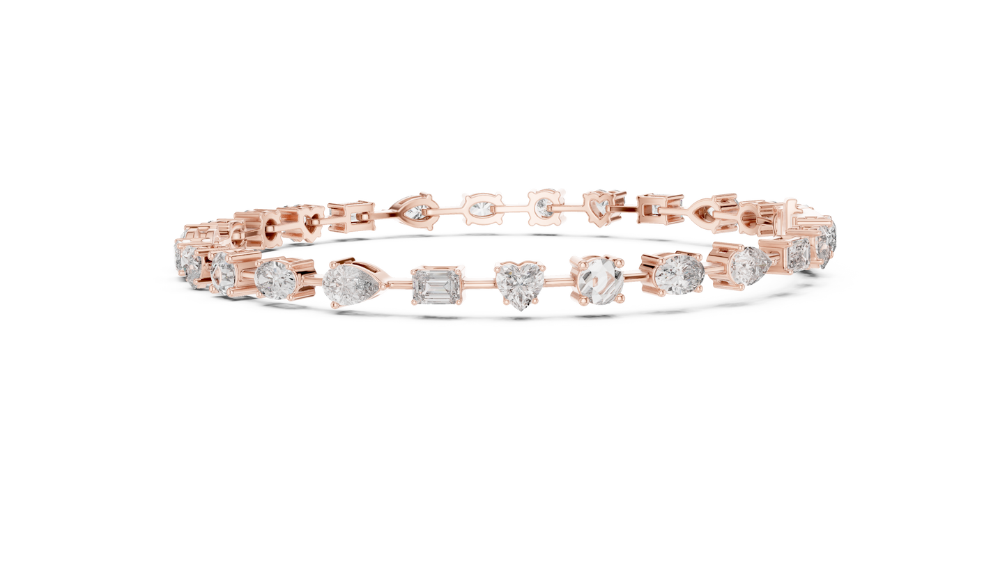 15 Pointer Mixed Shape Lab-Grown Diamond Tennis Bracelet in 14K White Gold