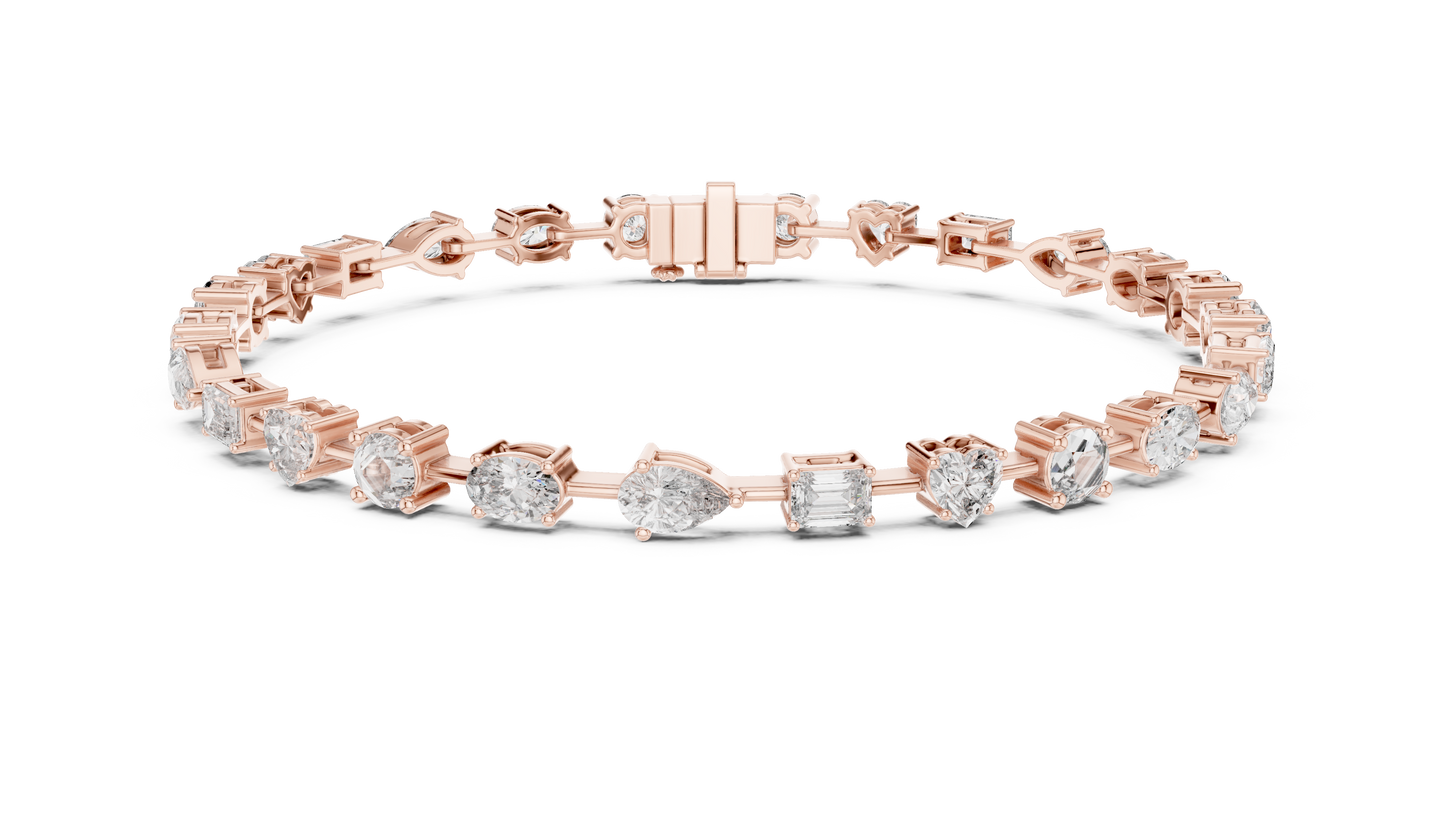 15 Pointer Mixed Shape Lab-Grown Diamond Tennis Bracelet in 14K White Gold