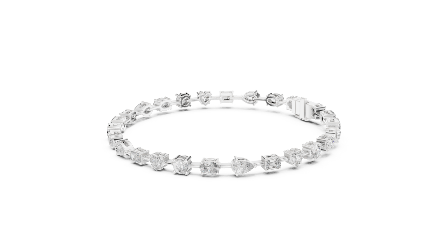 15 Pointer Mixed Shape Lab-Grown Diamond Tennis Bracelet in 14K White Gold