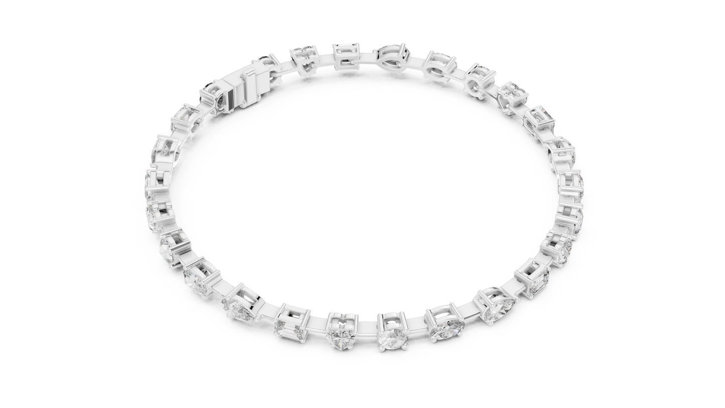 15 Pointer Mixed Shape Lab-Grown Diamond Tennis Bracelet in 14K White Gold
