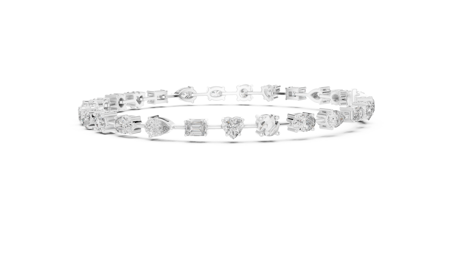 15 Pointer Mixed Shape Lab-Grown Diamond Tennis Bracelet in 14K White Gold