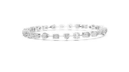 15 Pointer Mixed Shape Lab-Grown Diamond Tennis Bracelet in 14K White Gold