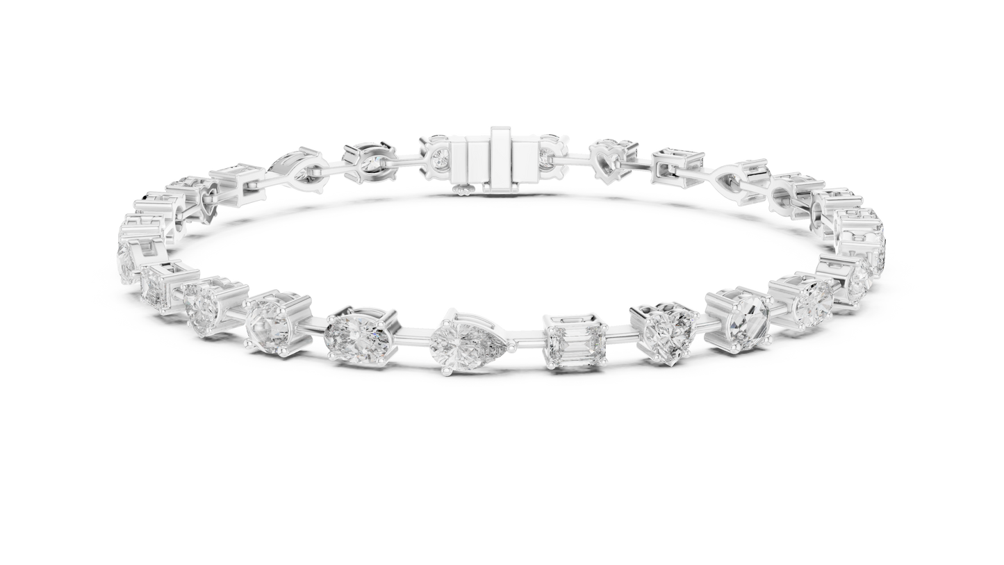 15 Pointer Mixed Shape Lab-Grown Diamond Tennis Bracelet in 14K White Gold