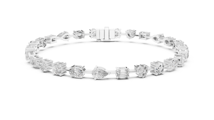 15 Pointer Mixed Shape Lab-Grown Diamond Tennis Bracelet in 14K White Gold