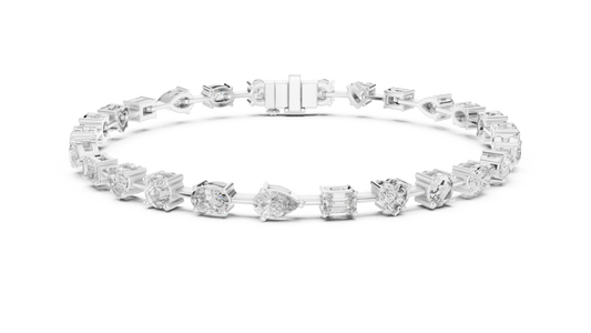 15 Pointer Mixed Shape Lab-Grown Diamond Tennis Bracelet in 14K White Gold