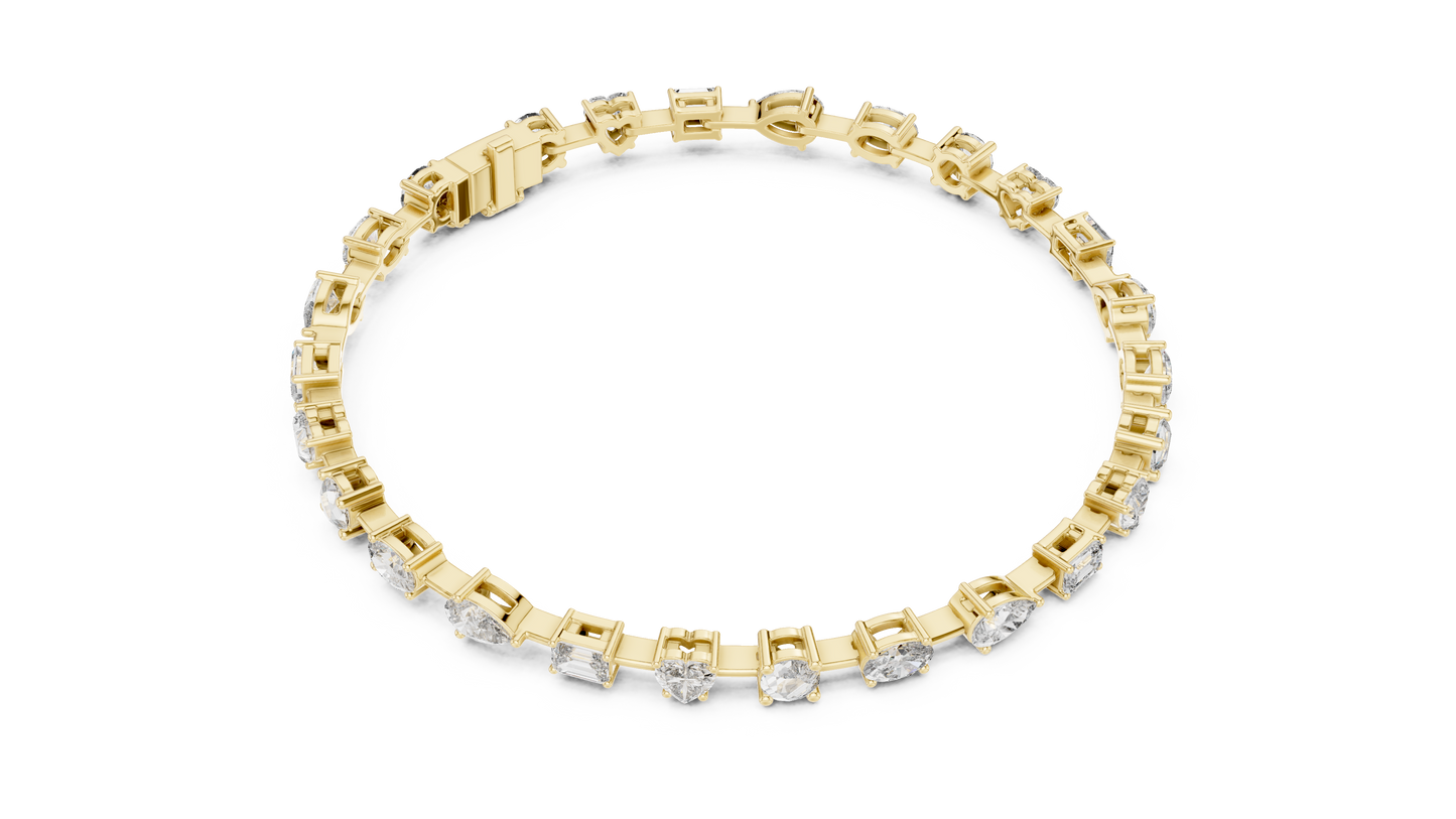 15 Pointer Mixed Shape Lab-Grown Diamond Tennis Bracelet in 14K White Gold