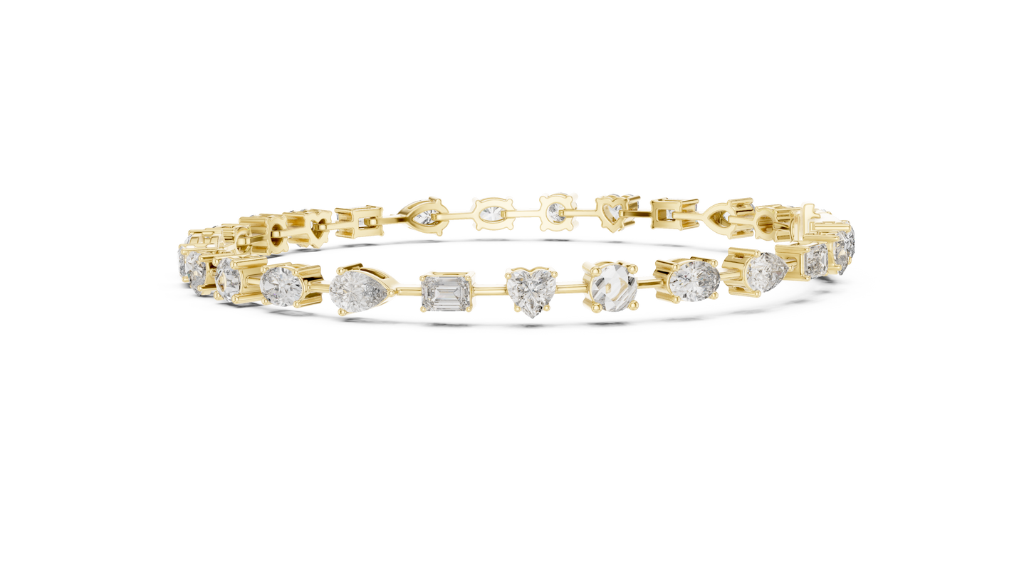 15 Pointer Mixed Shape Lab-Grown Diamond Tennis Bracelet in 14K White Gold