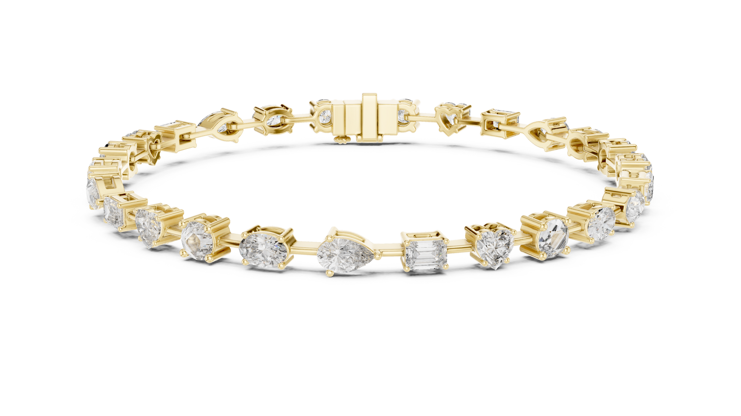 15 Pointer Mixed Shape Lab-Grown Diamond Tennis Bracelet in 14K White Gold