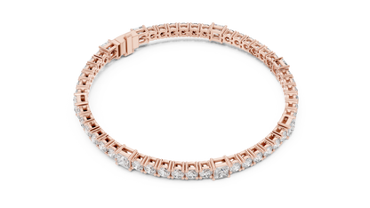 Princess & Round Lab-Grown Diamond Tennis Bracelet in 14K Rose Gold