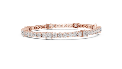 Princess & Round Lab-Grown Diamond Tennis Bracelet in 14K Rose Gold