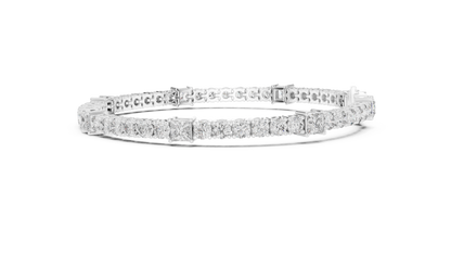 Princess & Round Lab-Grown Diamond Tennis Bracelet in 14K Rose Gold