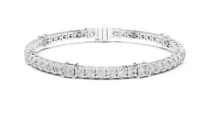 Princess & Round Lab-Grown Diamond Tennis Bracelet in 14K Rose Gold