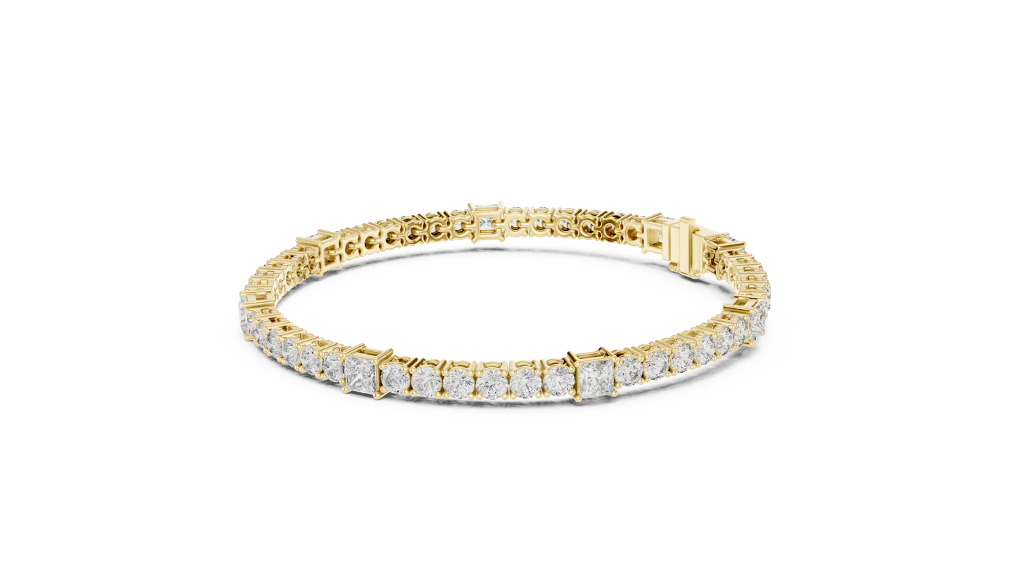 Princess & Round Lab-Grown Diamond Tennis Bracelet in 14K Rose Gold